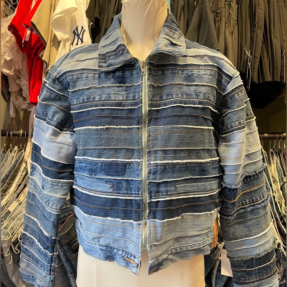 Upcycled Levi’s Cropped Boxy Fit Patchwork Denim Jacket